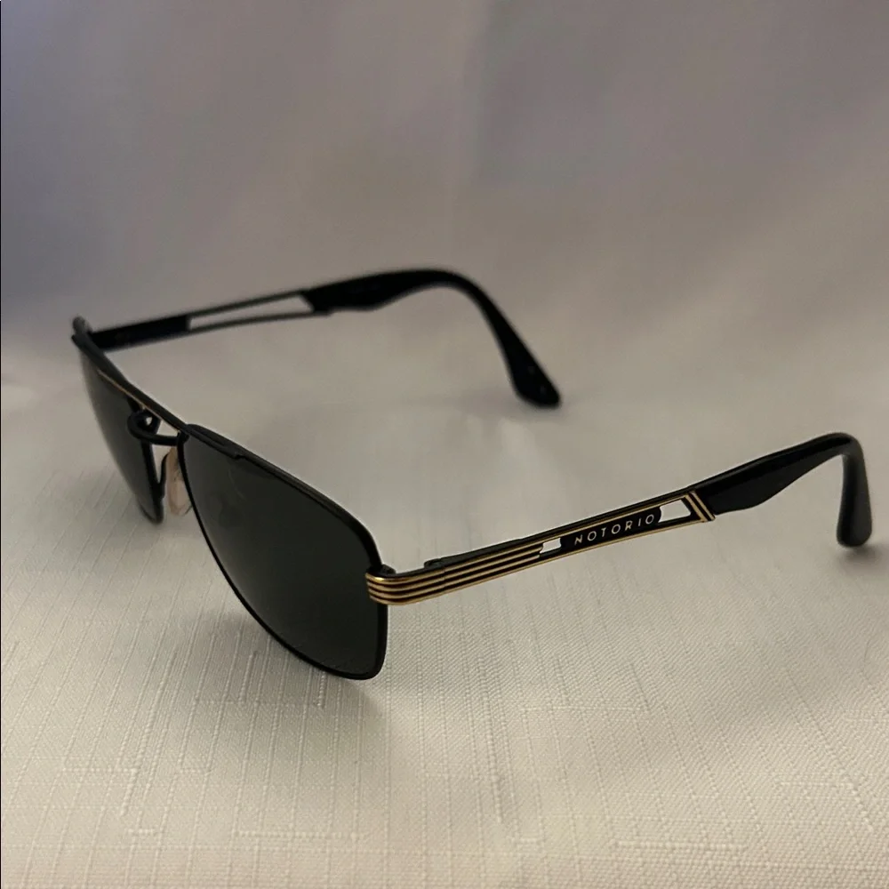 Vintage Notorio N125 Black and Gold Sunglasses. New